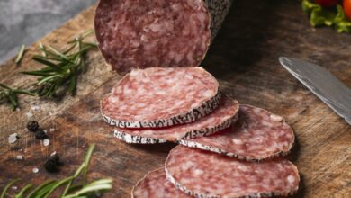 Gros plan sur le concept du délicieux salami