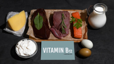 set-natural-products-rich-vitamin-b12-cobalamin-healthy-food-concept-cardboard-sign-with-inscription