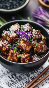 ail-noir-recette-tofu-laqué-glaçage-caramélisé-graines-sésame-bol-noir